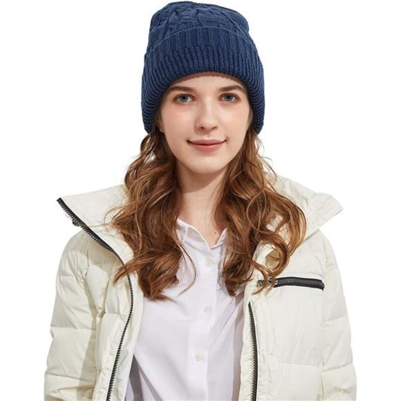 Surblue Unisex Trendy Beanie Warm Oversized Chunky Cable Knit Slouchy Woolen Hat main image 4